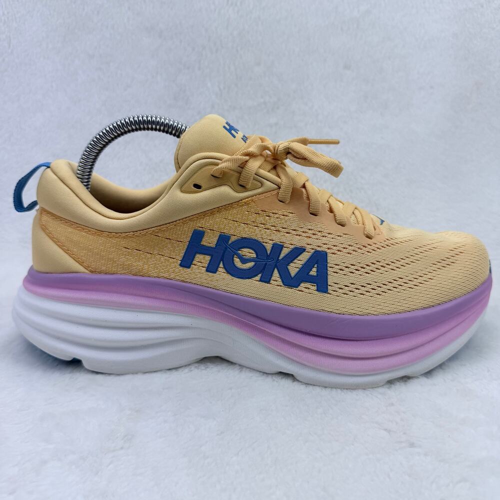 HOKA Bondi 8 Womens Running Shoes Impala Cyclamen Size 9 Cushioned Athletic Shoe
